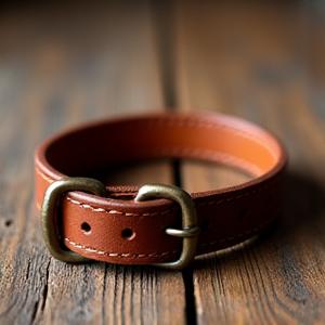 Classic brown leather dog collar